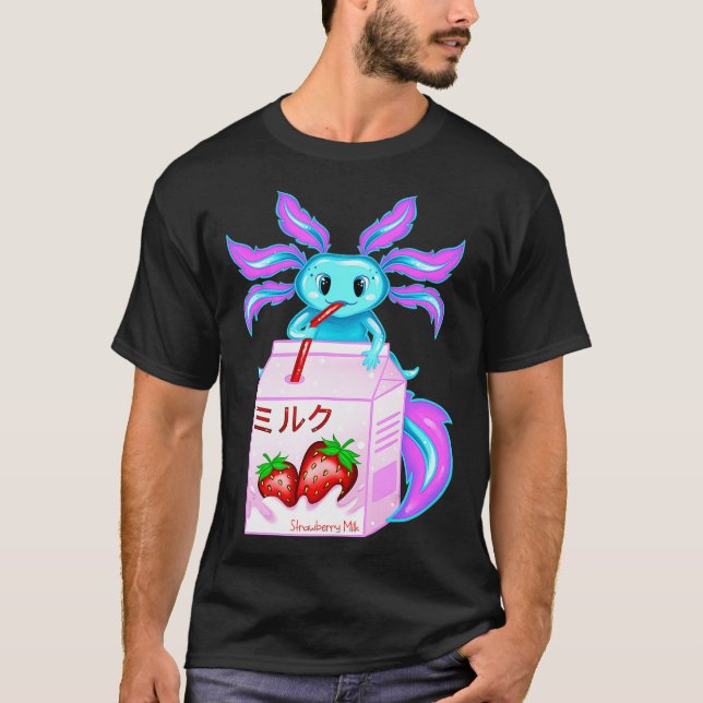 Aolotl Strawberry Milk  Kids Cute Kawaii Womens  T-Shirt (Front)