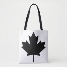 (AOP) Shoulder Tote - Maple Leaf Black/White