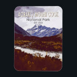 Aoraki Mount Cook National Park New Zealand Retro  Magnet<br><div class="desc">Aoraki / Mount Cook vector artwork design. Aoraki / Mount Cook,  New Zealand's highest mountain,  and the eponymous village lie within the park.</div>