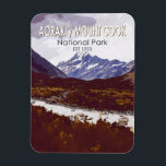 Aoraki Mount Cook National Park New Zealand Retro  Magnet<br><div class="desc">Aoraki / Mount Cook vector artwork design. Aoraki / Mount Cook,  New Zealand's highest mountain,  and the eponymous village lie within the park.</div>