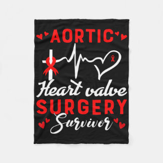 Aortic Heart Valve Surgery Survivor Heart Disease  Fleece Blanket