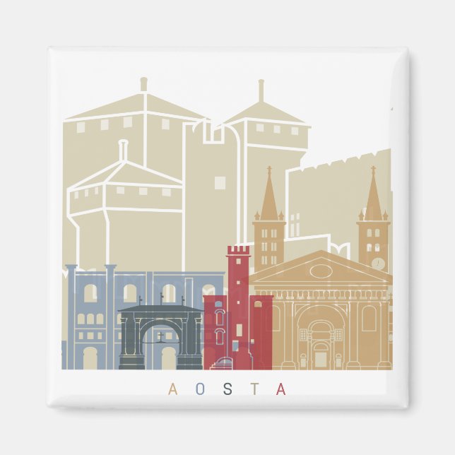 Aosta skyline poster magnet (Front)