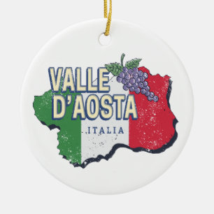 Aosta Valley Italy Region Map Vintage Souvenir Ceramic Ornament
