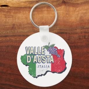 Aosta Valley Italy Region Map Vintage Souvenir Keychain