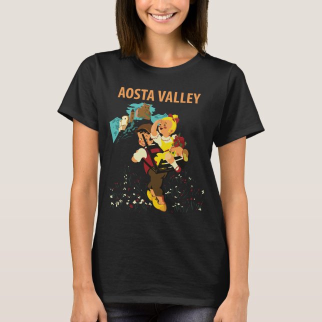Aosta Valley Italy Ski Retro Travel T-Shirt (Front)