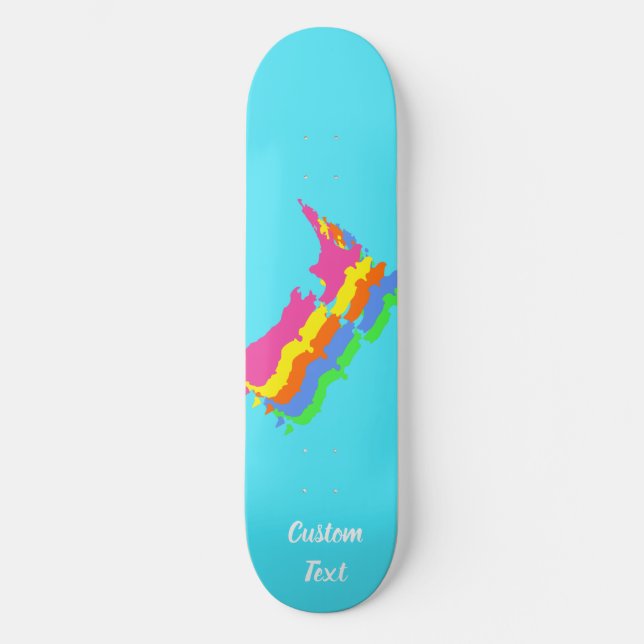 Aotearoa New Zealand Country, NZ Kiwiana, Custom Skateboard (Front)