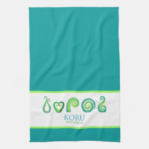 Aotearoa New Zealand Koru _ Green Kitchen Towel