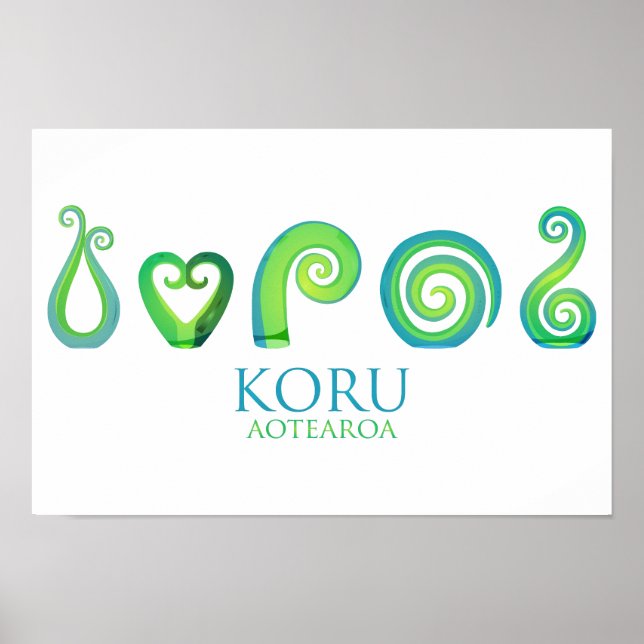 Aotearoa New Zealand Koru - Green Poster (Front)