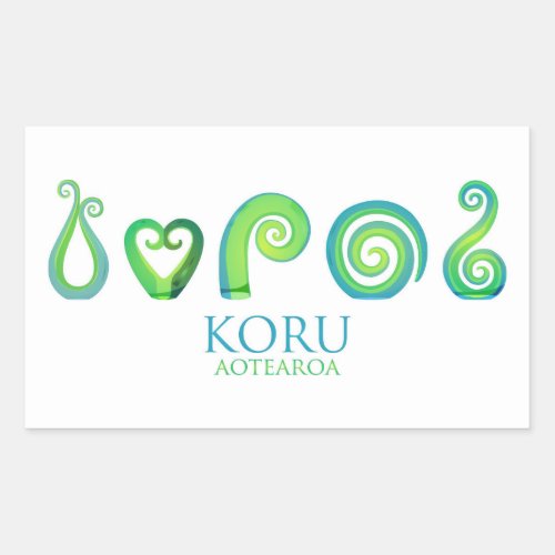 Aotearoa New Zealand Koru _ Green Rectangular Sticker