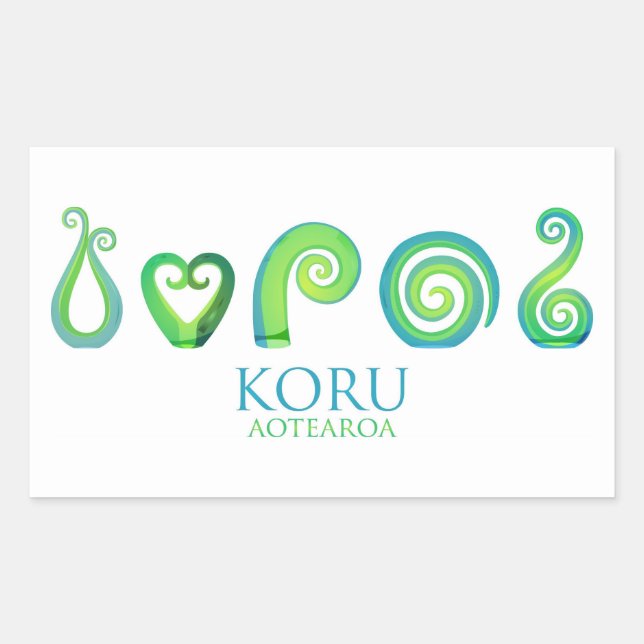 Aotearoa New Zealand Koru - Green Rectangular Sticker (Front)