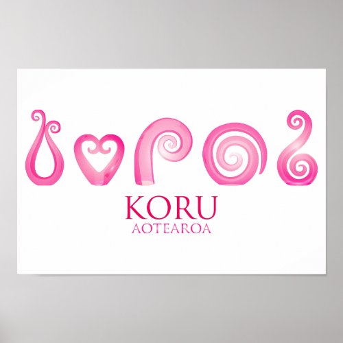 Aotearoa New Zealand Koru _ pink Poster