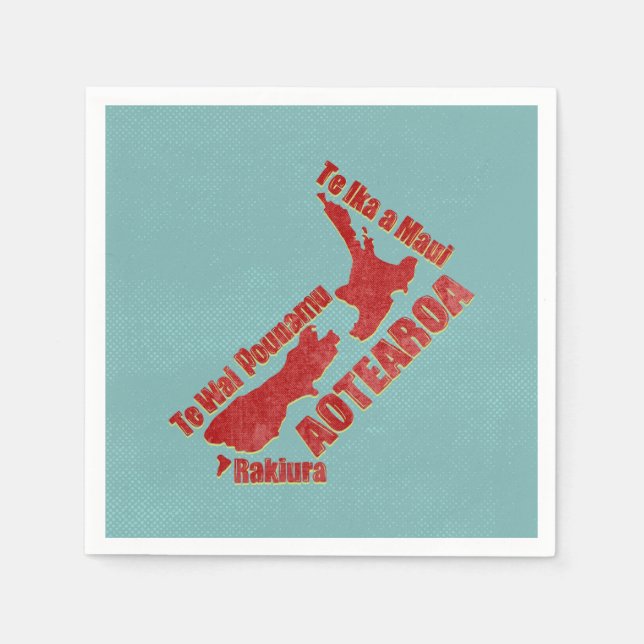 Aotearoa New Zealand Map Napkins (Front)