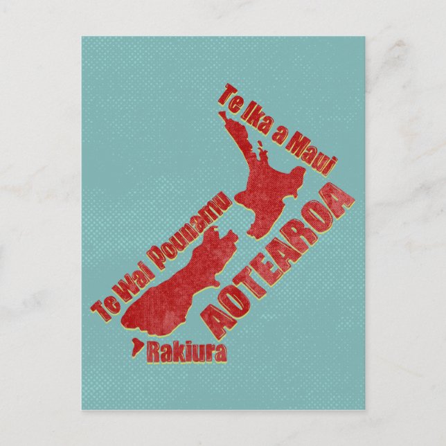 Aotearoa New Zealand Map Postcard (Front)