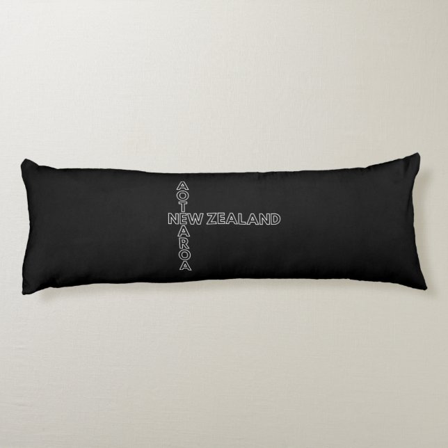 Aotearoa New Zealand, NZ Kiwi Crossword Design  Body Pillow (Back)