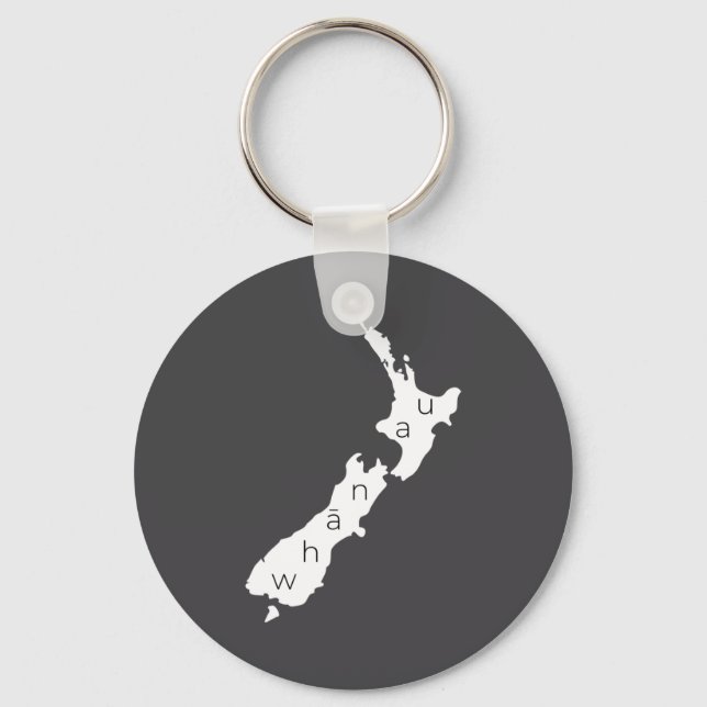 Aotearoa New Zealand With Kiwi Whanau Maori  Keychain (Front)