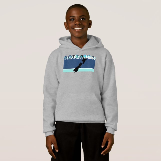 AOTEAROA NZ PAUA TEXT NEW ZEALAND COUNTRY MAORI  HOODIE (Front Full)