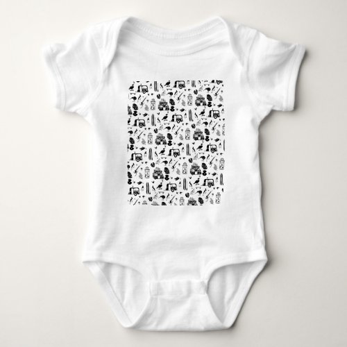 Aotearoa pattern black and white baby bodysuit