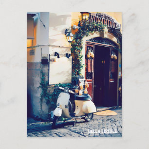 * AP12 Italia Scooter Florence Italian Cobblestone Postcard
