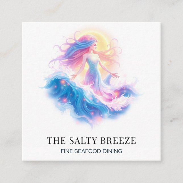 *~* AP13 100 Maritime  Beach WAVE Birth of Venus  Square Business Card (Front)