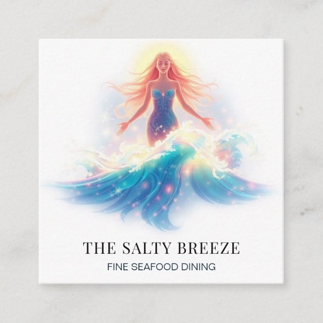 *~* AP13 Beach WAVE Birth of Venus 52 Square Business Card (Front)