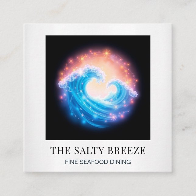 *~* AP13 Beach Wave Spa Massage Reiki Yoga x Square Business Card (Front)