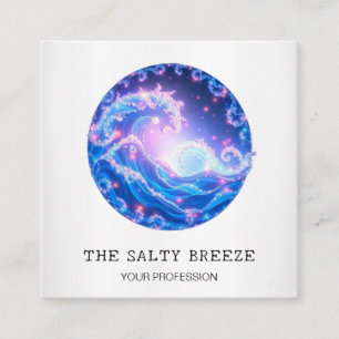 *~* AP13 Nautical Beach Dreamy Waves Sparkle 95 Square Business Card
