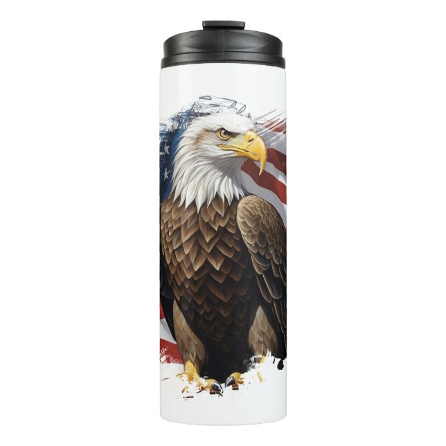 *~*  AP16  America Bald Eagl EAGLE Flag Patriotic  Thermal Tumbler (Front)