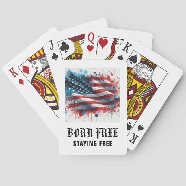 *** AP16 America Flag Veteran 1 Born Free Poker Cards (Back)