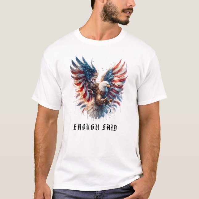 *~* AP16 Artsy  American Flag Bald EAGLE USA T-Shirt (Front)