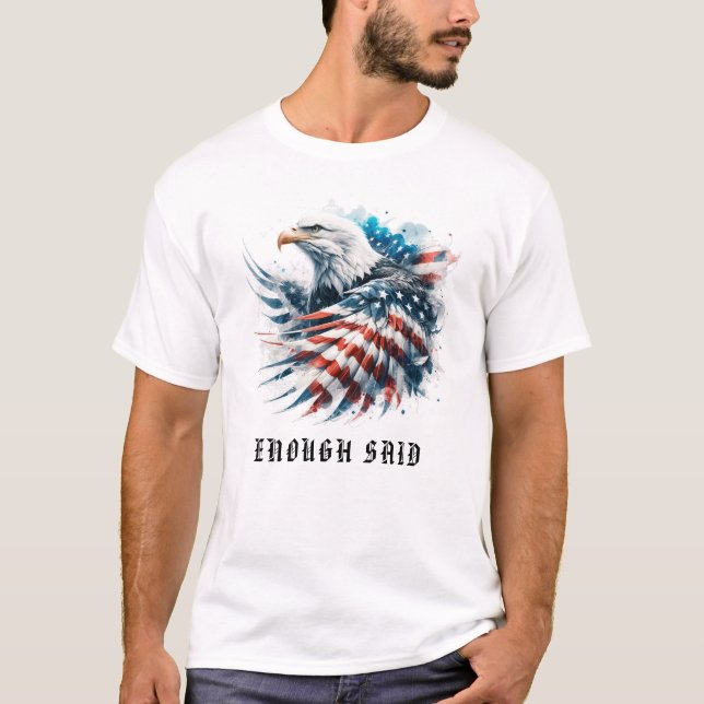 *~* AP16 Detailed American Flag Bald EAGLE USA T-Shirt (Front)