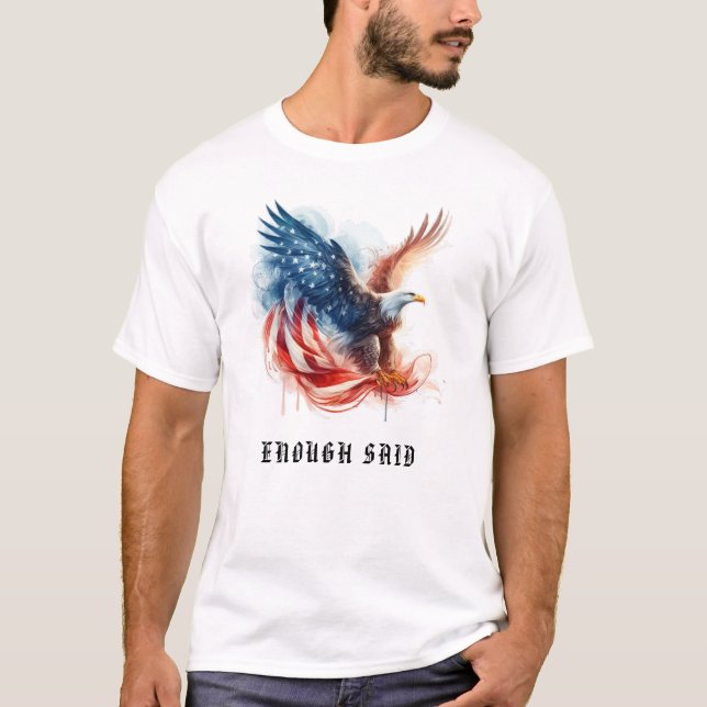 *~* AP16 Detailed American Flag Bald EAGLE USA T-Shirt (Front)