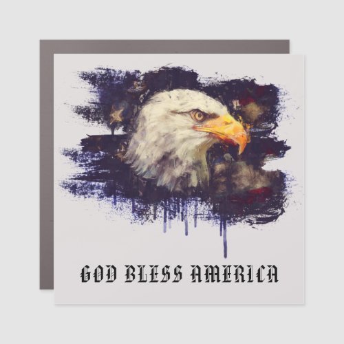  AP16 Flag _ Patriotic EAGLE GOD BLESS AMERICA Car Magnet