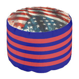 *~* AP16 Patriotic American Flag Watercolor 8 Pouf