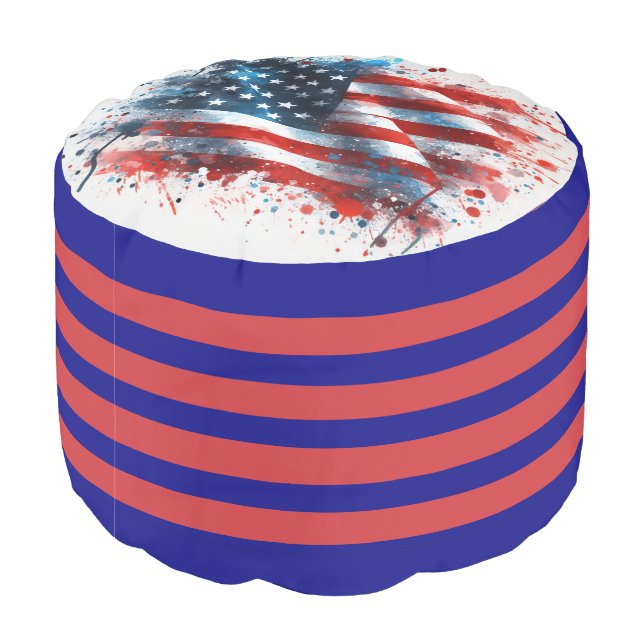 *~* AP16 Patriotic USA American Flag  2  Old Glory Pouf (Angled Back)