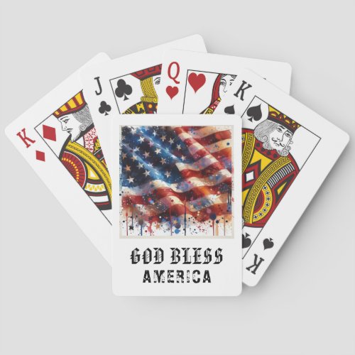 *** AP16 Red White Blue American Flag Play 10 Poker Cards