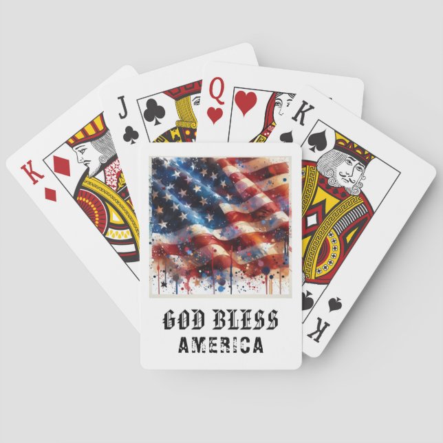 *** AP16 Red White Blue American Flag Play 10 Poker Cards (Back)