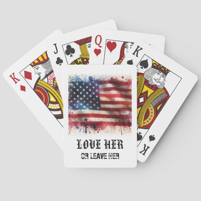 *** AP16 Red White Blue American Flag Play 4 Poker Cards (Back)