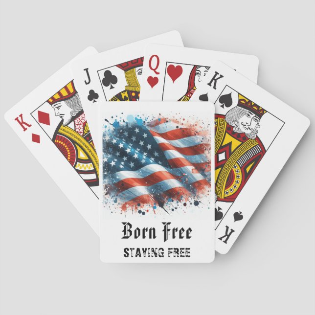 *** AP16 Red White Blue American Flag Play 6 Poker Cards (Back)