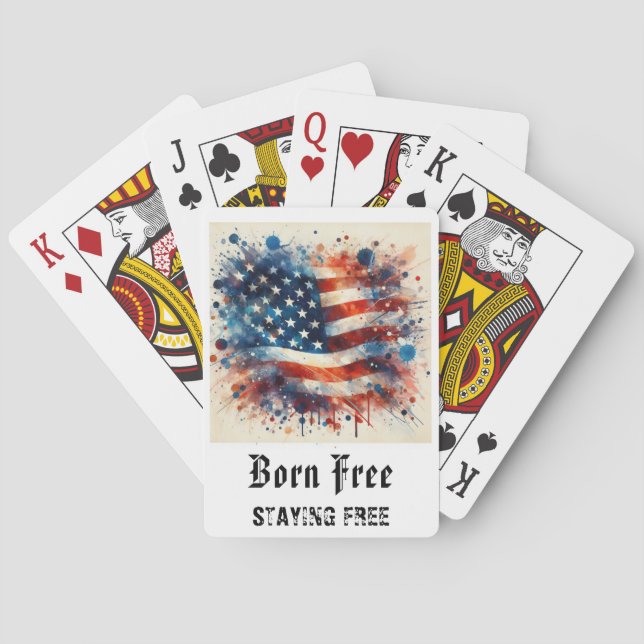 *** AP16 Red White Blue American Flag Play 7 Poker Cards (Back)