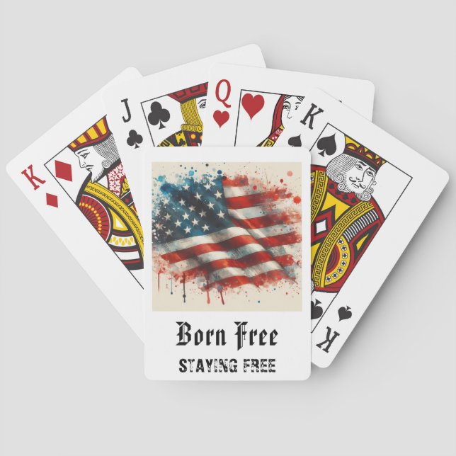 *** AP16 Red White Blue American Flag Play 8 Poker Cards (Back)
