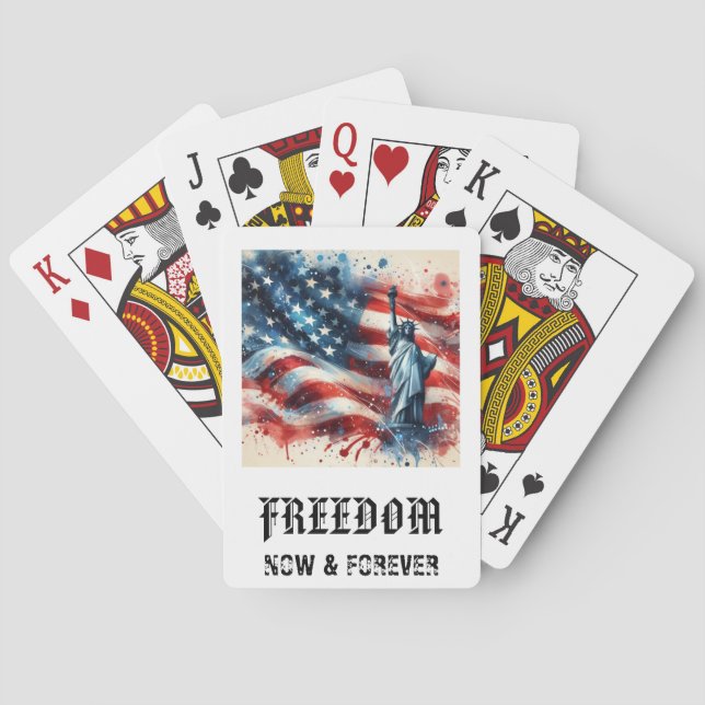 *** AP16 STATEUE of LIBERTY 5 American Flag Play Poker Cards (Back)
