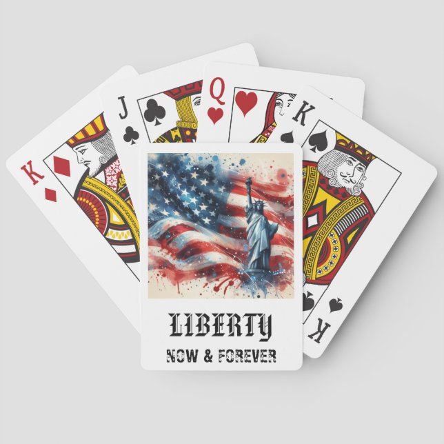 *** AP16 STATEUE of LIBERTY American Flag Play 5 Poker Cards (Back)