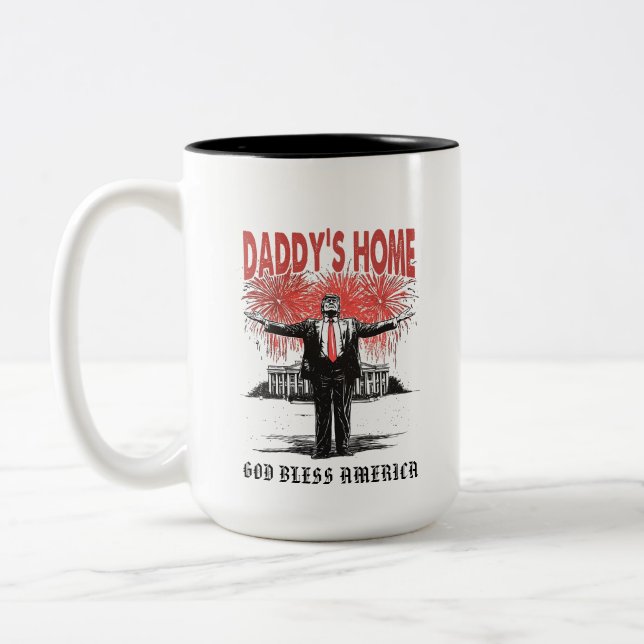 *~* AP16 - Trump Daddy's Home  MAGA White House Two-Tone Coffee Mug (Left)