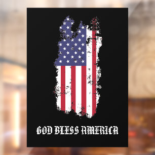 * AP16 USA Flag Grunge Patriotic God Bless America Window Cling