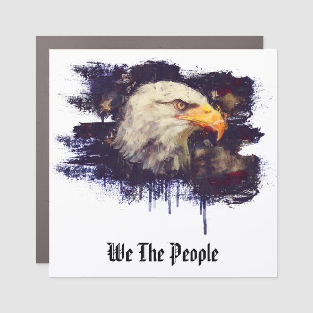 *~* AP16 WE THE PEOPLE Patriotic USA Flag EAGLE  Car Magnet (Front)