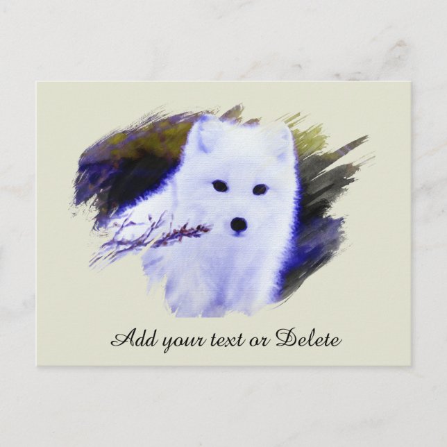 *~* AP18 Polar Twig Fox White Snow Fox Arctic  Postcard (Front)