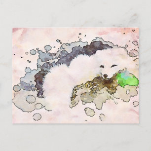 *~* AP18 Snow Arctic White Polar Fox Wildlife Postcard