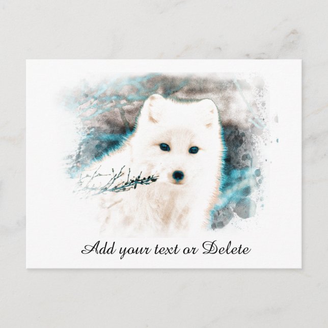 *~* AP18 Twig Snow Fox White Fox Polar Arctic Postcard (Front)