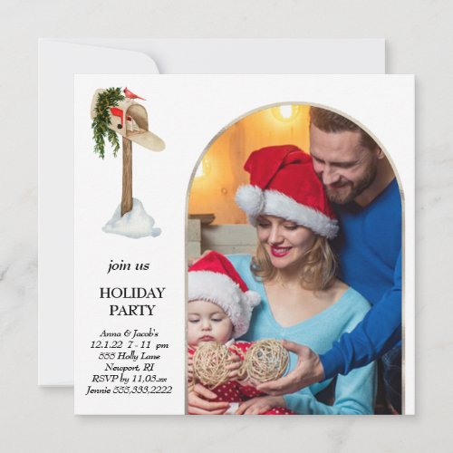 *~* AP20 PHOTO Christmas Holiday Party Geometric  Invitation