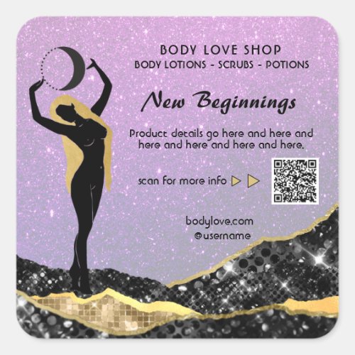 *~* AP24 Rainbow Goddess Intention Ombre Spell Square Sticker
